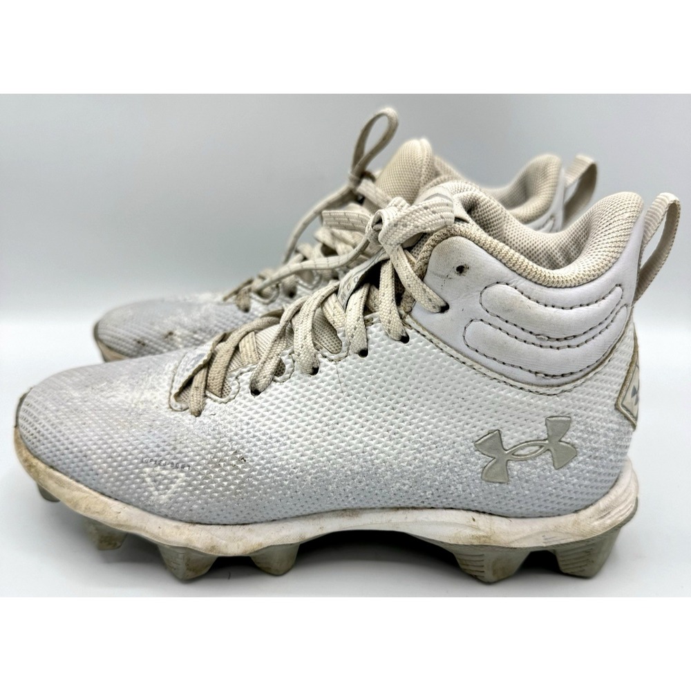 Under Armour Spotlight Franchise 2.0 White Gray Football Cleats  Size 2Y